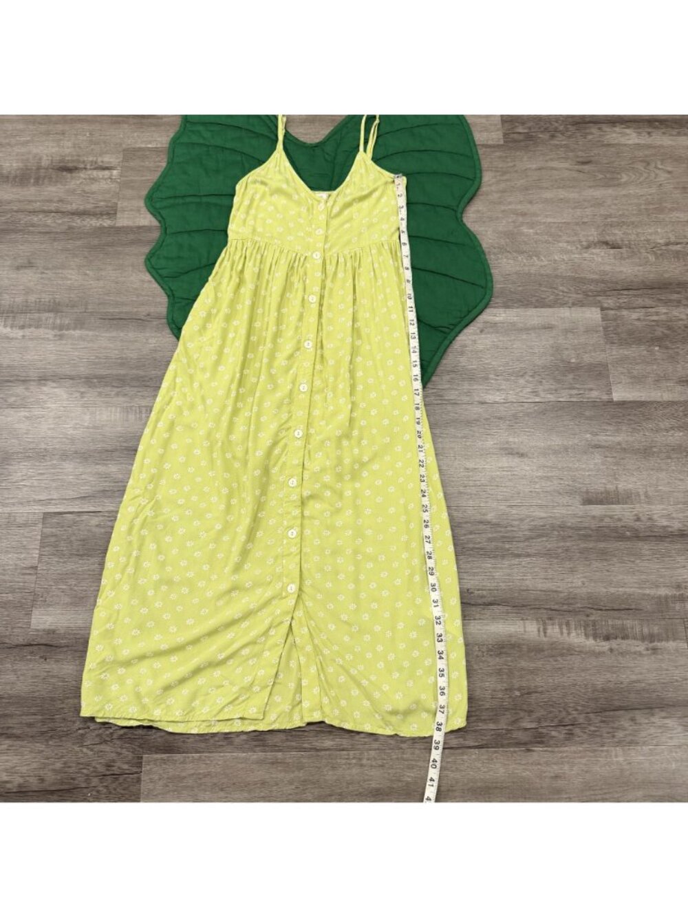Billabong Womens XS Lime Green Daisy Floral Button Front Cami Midi Maxi Dress - Picture 7 of 7